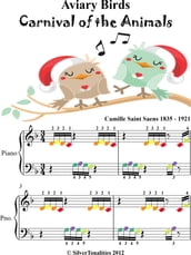 Aviary Carnival of the Animals Beginner Piano Sheet Music with Colored Notes