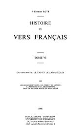 Histoire du vers français. TomeVI