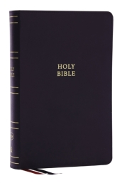 NKJV, Single-Column Reference Bible, Verse-by-verse, Black Bonded Leather, Red Letter, Comfort Print (Thumb Indexed)