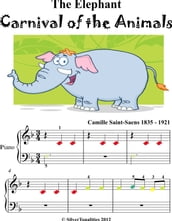 The Elephant Carnival of the Animals Beginner Piano Sheet Music with Colored Notes
