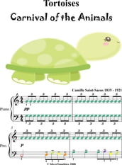 Tortoises Carnival of the Animals Easy Piano Sheet Music with Colored Notation
